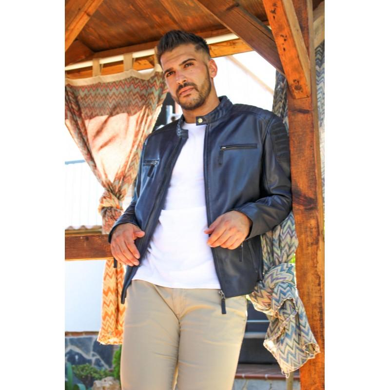 zerimar shoes Cazadora de piel con cremalleras modelo GEORGE Outlet online