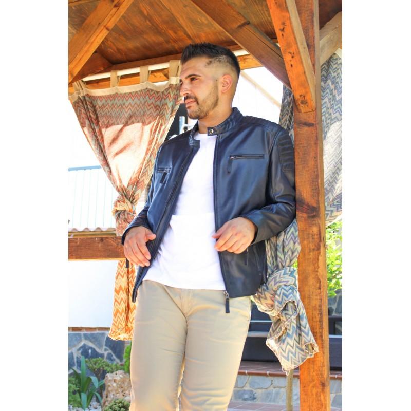 zerimar shoes Cazadora de piel con cremalleras modelo GEORGE Outlet online