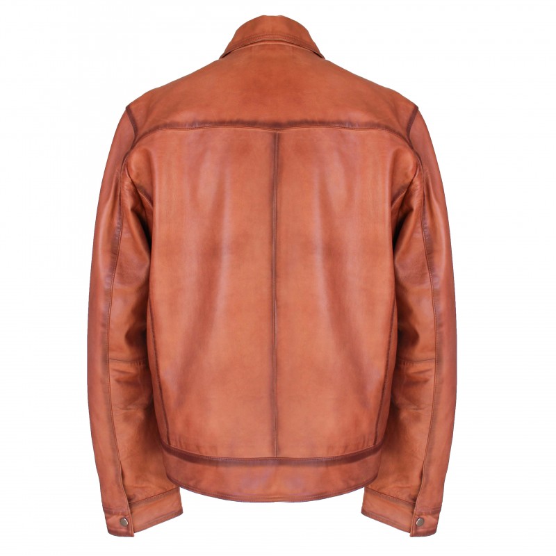 zerimar shoes Chaqueta de piel con cuello clasico modelo SAVE Rebajas