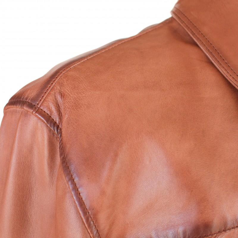 zerimar shoes Chaqueta de piel con cuello clasico modelo SAVE Rebajas