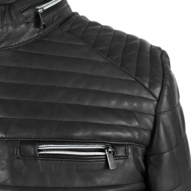 zerimar shoes Chaqueta de piel acolchada BLUEBERRY Venta caliente
