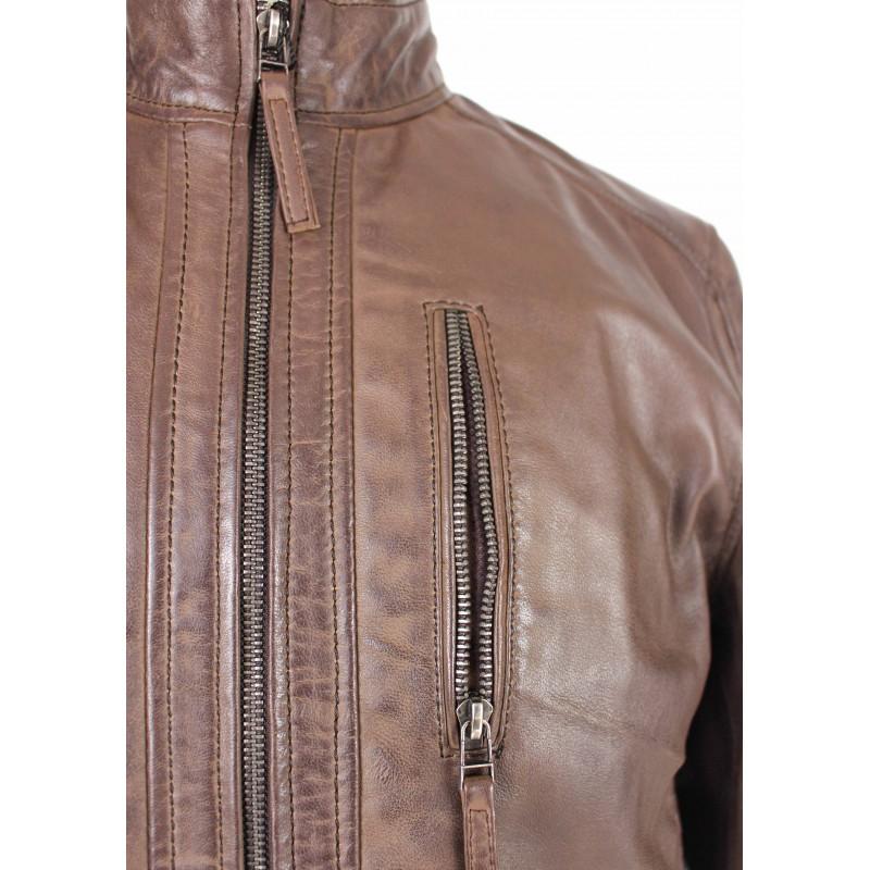zerimar shoes Chaqueta de piel con cremallera ROCHA Rebajas baratas