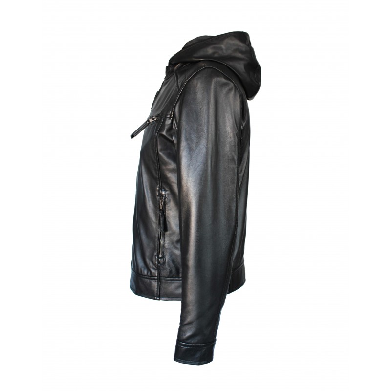 zerimar shoes Chaqueta de piel con capucha removible NOTTE Rebajas de fábrica