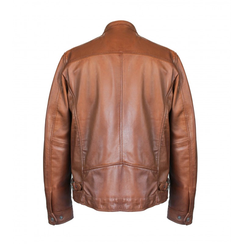 zerimar shoes Chaqueta de piel con detalle blanco CORDOBA Los más vendidos