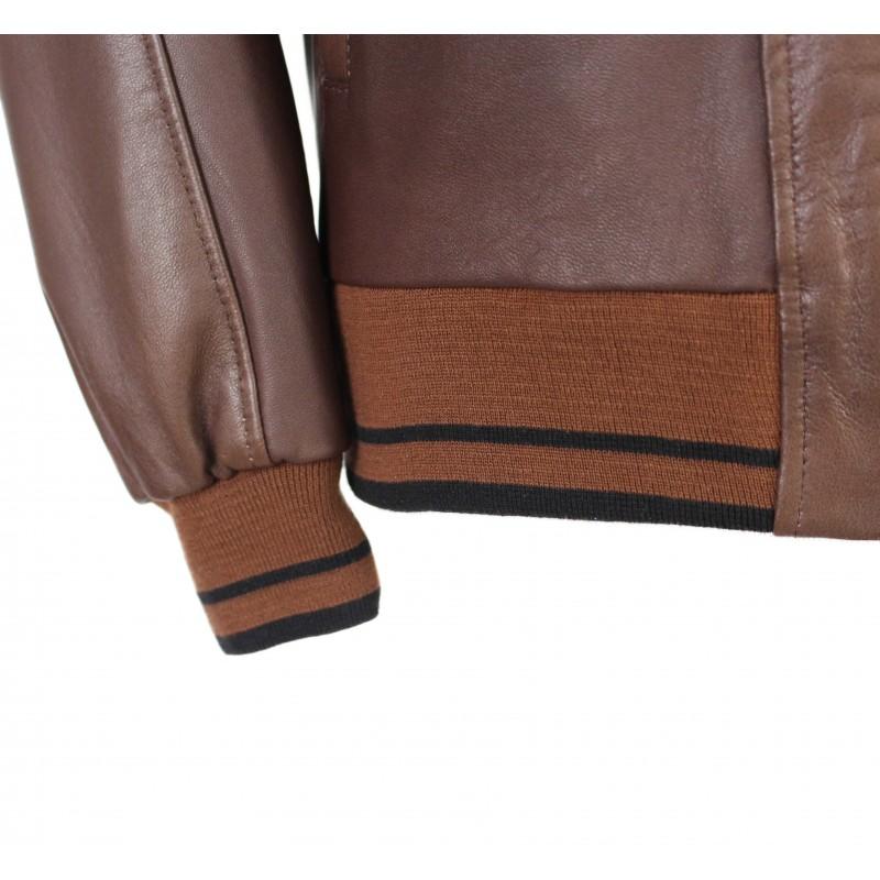 zerimar shoes Chaqueta de piel con detalle textil líneas modelo COTA Ventas relámpago