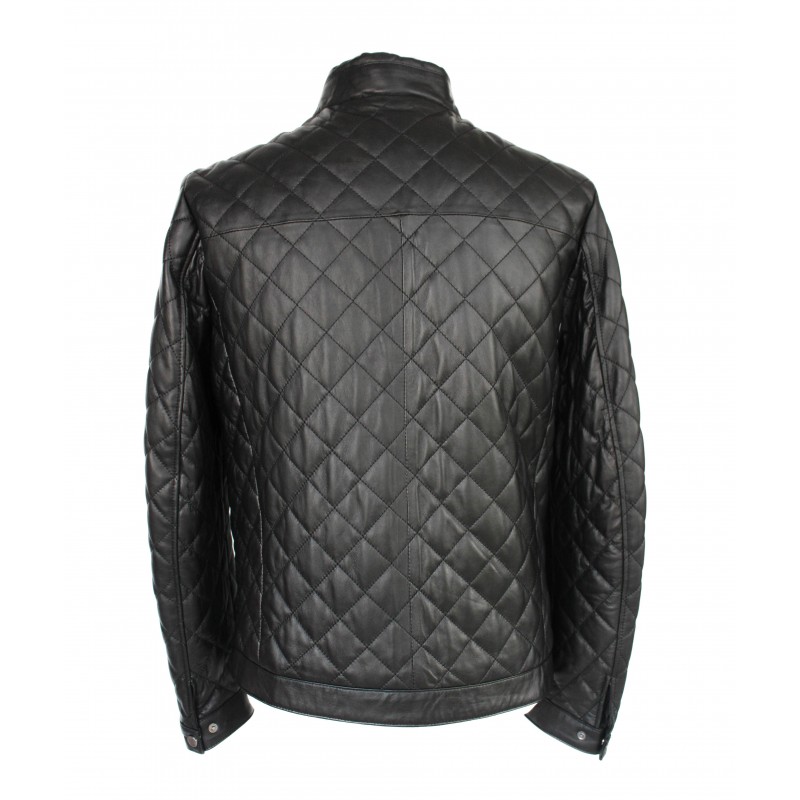 zerimar shoes Chaqueta de piel acolchada con detalle rojo Descuento