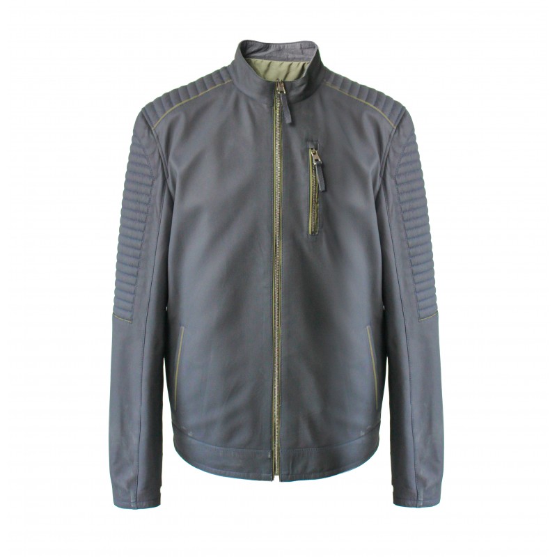 zerimar shoes Chaqueta de cuero reversible bicolor BLUEGREEN Promoción trimestral