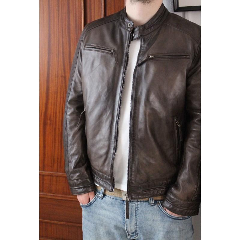 zerimar shoes Chaqueta de cuero con cremalleras modelo CHOCOLATE Superdescuento