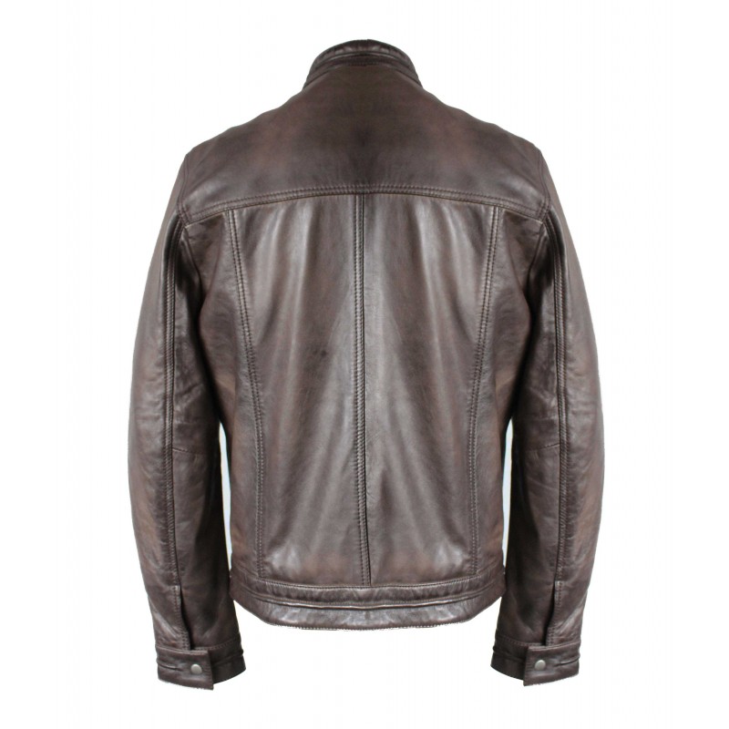 zerimar shoes Chaqueta de cuero con cremalleras modelo CHOCOLATE Superdescuento
