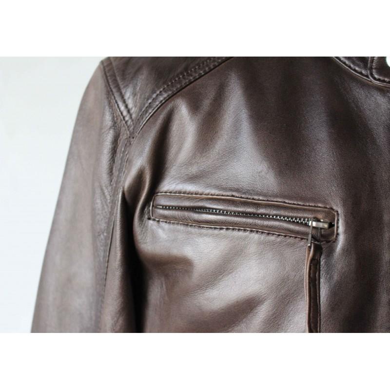 zerimar shoes Chaqueta de cuero con cremalleras modelo CHOCOLATE Superdescuento