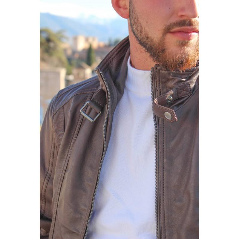 zerimar shoes Chaqueta de cuero con cremallera modelo SOGA Grandes descuentos