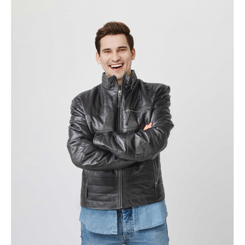 zerimar shoes Chaqueta de cuero con cremallera modelo FORMI Liquidación