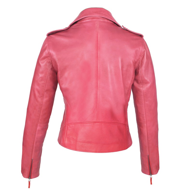 zerimar shoes Chaqueta ceñida de piel estilo biker con cremallera Grandes ahorros