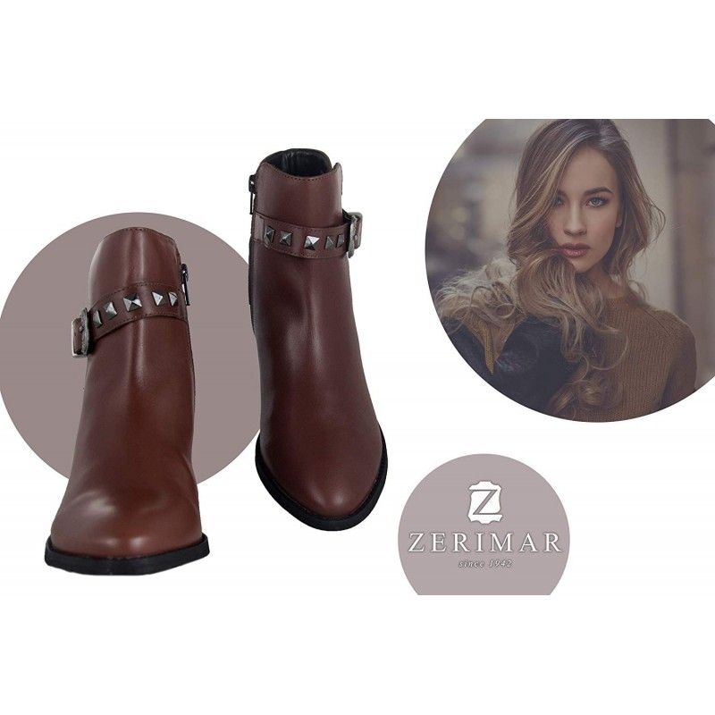 zerimar shoes Botines estilo cowboy de piel con hebilla en el tobillo Outlet online