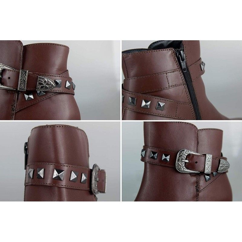 zerimar shoes Botines estilo cowboy de piel con hebilla en el tobillo Outlet online