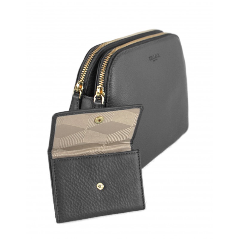 zerimar shoes Bolso de piel con doble cremallera 24x9x17 cm Descuento