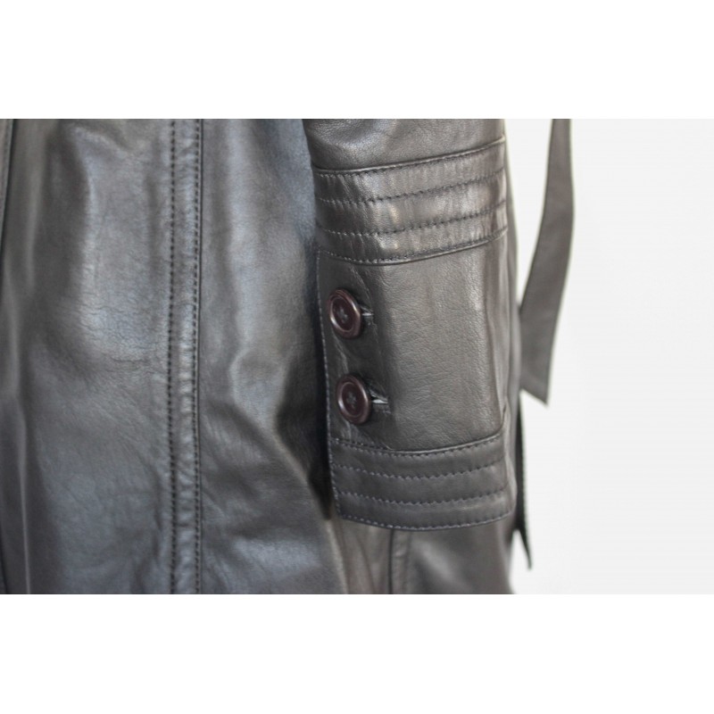 zerimar shoes Gabardina de piel con cremallera y cinturón modelo BLACKY Rebajas top