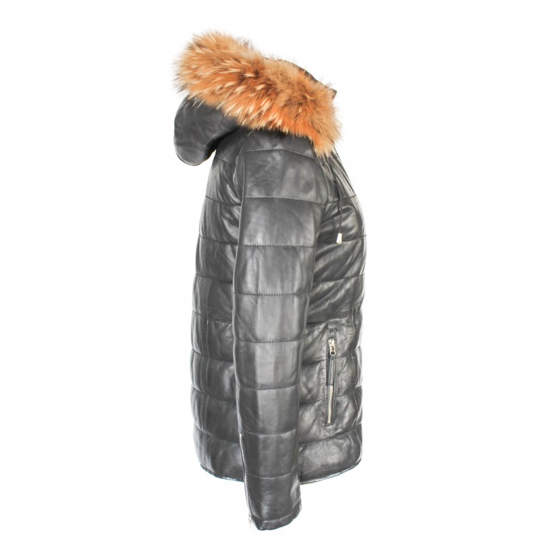 zerimar shoes Chaqueta de piel con capucha de racoon modelo ALMOND Envío gratis
