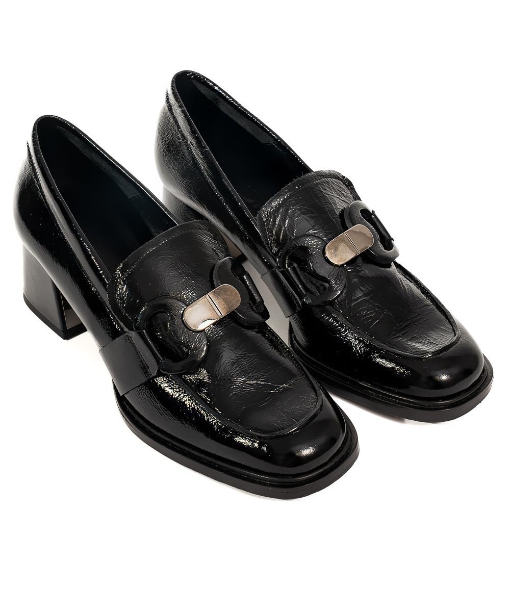zinda Mocasín de piel negra con hebilla Outlet