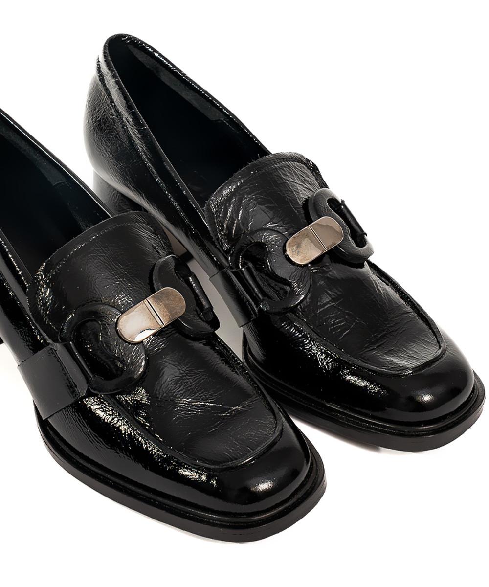 zinda Mocasín de piel negra con hebilla Outlet