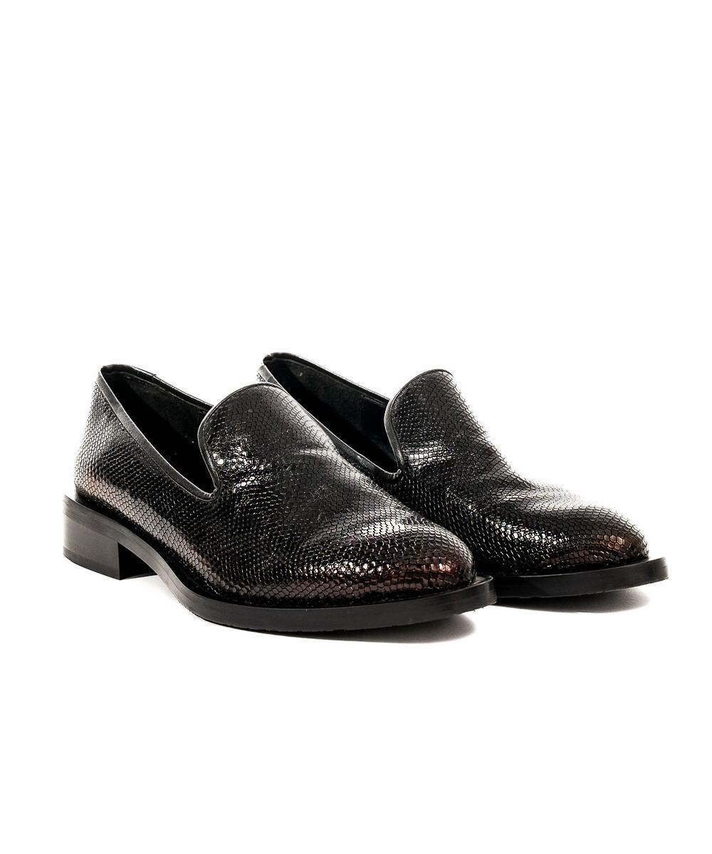 zinda Mocasín de piel grabada negra Outlet online