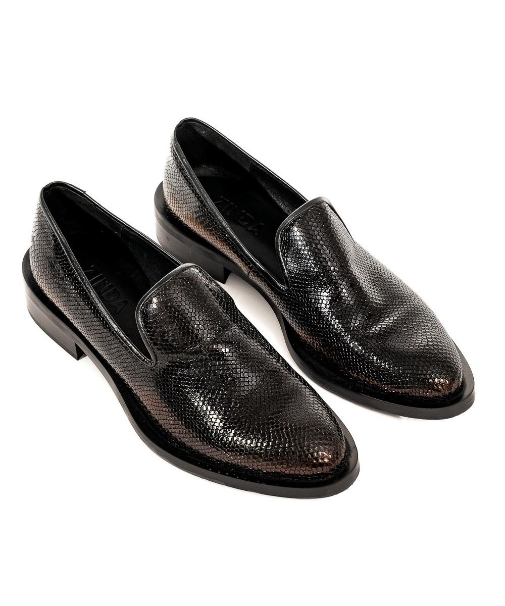 zinda Mocasín de piel grabada negra Outlet online