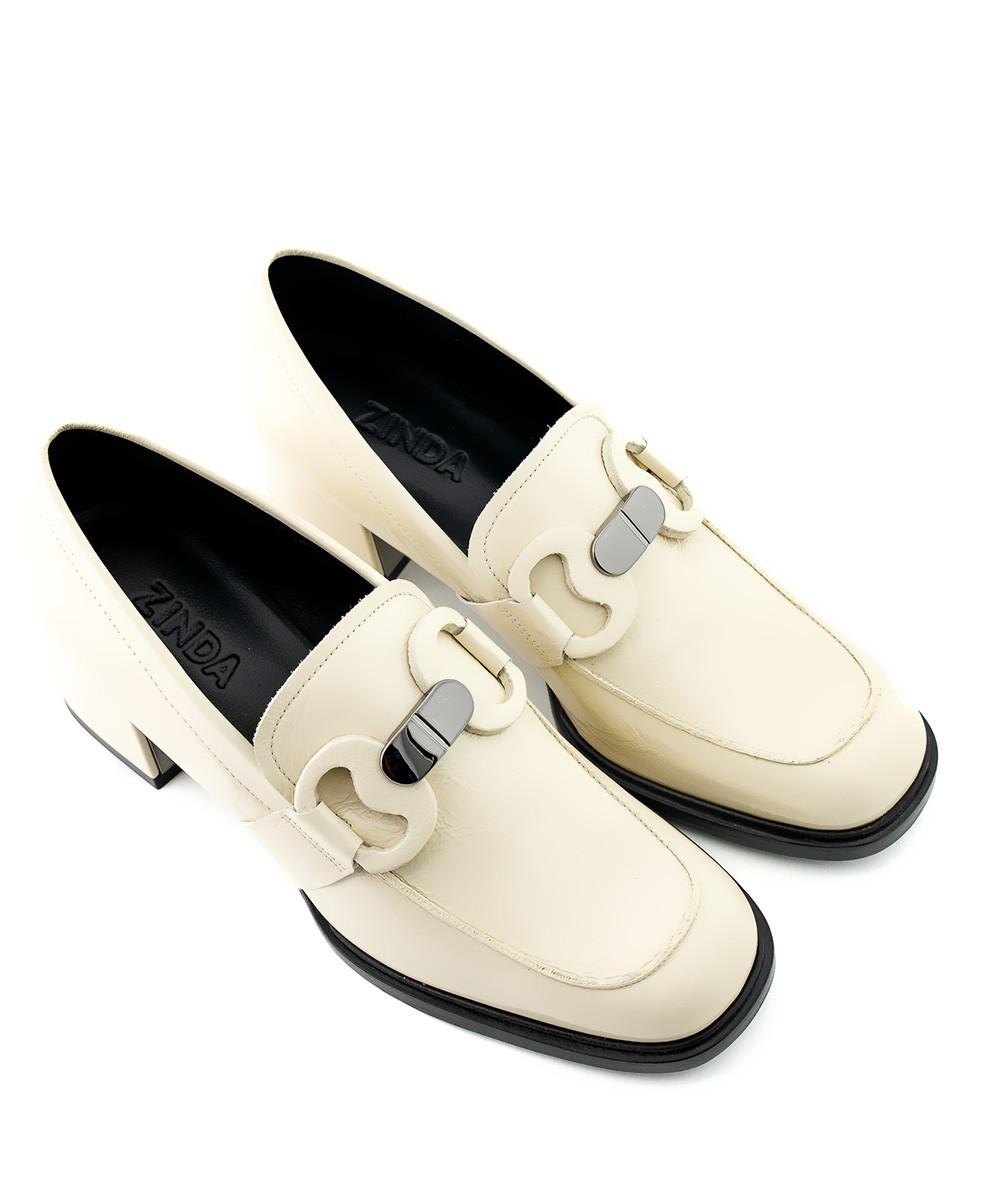 zinda Mocasín de piel crema con hebilla Rebajas